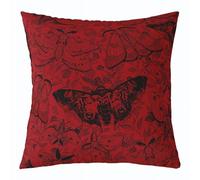 Loussiesd Death Moth Throw Pillow Covers 1 Pcs Damask Pattern Cushion Case Red Black Decor Pillowcase Retro Leaves Indoor Outdoor 55x55cm Set