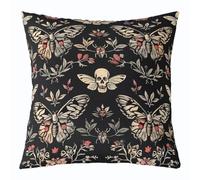 Loussiesd Death Moth Throw Pillow Covers Set of 1 45x45cm Halloween Themed Cushion Covers Boho Moth Pillow Case for Couch Sofa Gothic Cushion Case Red and Black White Kids Boys Girls Bedroom Decor