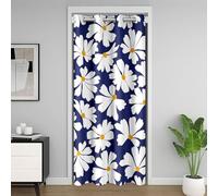 Loussiesd Deep Blue Daisy Room Divider Curtain Botanical Floral Door Curtain for Doorway Privacy 132x203cm 1 Panel Blossom Flowers Closet Cover for Women Men Natural Theme 30%-50% Room Darkening out