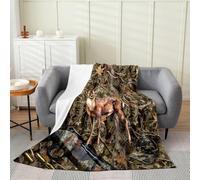 Loussiesd Deer Plush Throw Blanket Hunting Camouflage Pattern Flannel Blanket Single 50x60Inch Woodland Camo All Season Rustic Cabin for Couch Bed Sofa Bedroom Decor