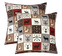Loussiesd Deer Throw Pillow Covers Set of 2 Hunting Wild Animal Decorative Pillowcase Western Country Cushion Covers Vintage Forest Wildlife Cushion Case Rustic Farmhouse Cabin Home Decor 45x45cm