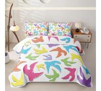 Loussiesd Dinosaur Quilted Bedspread Dinosaur Footprints Quilted Bedspread Lightweight Coverlet Set Double Size Realistic Dino Footprints with Pillowcases for All Season Microfiber Bed Decor