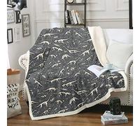Loussiesd Dinosaur Themed Plush Blanket Jungle Animals Fleece Throw Blanket for Couch Bed Sofa 3D Dinosaur Fossil Sherpa Blanket Ultra Soft Decor Wildlife Decor Fuzzy Blanket Double 60"x79"