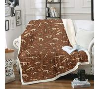 Loussiesd Dinosaur Themed Plush Blanket Jungle Animals Fleece Throw Blanket for Couch Bed Sofa 3D Dinosaur Fossil Sherpa Blanket Ultra Soft Decor Wildlife Decor Fuzzy Blanket Double 60"x79"