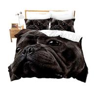 Loussiesd Dog Comforter Cover Set French Bulldog Duvet Cover Set Cute Animals Bedding Set Chocolate Color Domestic Pets for Kids Girls Boys Child 3D Print Decor 2 Pcs Duvet Cover SingleSize