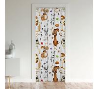 Loussiesd Dog Decorative Door Curtain for Doorway Privacy Soft Cartoon Puppy Dog Window Treatments Kawaii Pet Dog Footprints Brown Room Curtains 132x203cm