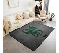 Loussiesd Dragon Decor Carpet Green Gray Dragon Area Rug 150x200cm for Boys Girls Magic Mysterious Accent Rug Animal Bedroom Decor