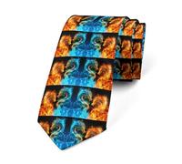 Loussiesd Dragon Funny Necktie 145x8cm Fire and Ice Dragon Couple Men's Ties Decor Wild Animal Business Wedding Formal Party Ties Safari Theme Slim Skinny Ties
