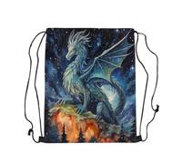 Loussiesd Dragon Sports Drawstring Sackpack Safari Animal Drawstring Backpack 40x33cm Flying Dragon Gym String Bag Set Magical Dinosaur Drawstring Bags