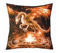 Loussiesd Dragon Throw Pillow Covers 1 Pcs Magical Monster Theme Square Cushion Covers Orange Jungle Animals Pillow Case Cushion Case for Couch Sofa Bedroom Decor 60x60cm