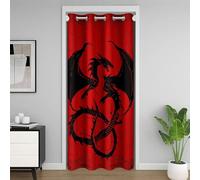 Loussiesd Dragon Window Treatments for Bedroom Living Room 86x203cm Western Fairy Dragons Door Curtain for Doorway Privacy Flying Dragon 30%-50% Room Darkening Blackout Curtain