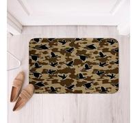 Loussiesd Duck Camo Hunting Bathroom Rugs Duck Hunter Bath Mats Microfiber Green Camouflage Bathroom Accessories Army Camouflage Floor Doormats Non-Slip 16x24Inch Soft