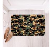 Loussiesd Duck Hunting Bathroom Rugs Duck Hunter Bath Mats Microfiber Green Camouflage Bathroom Accessories Olive Khaki Camo Army Floor Doormats Non-Slip 20x32Inch Soft