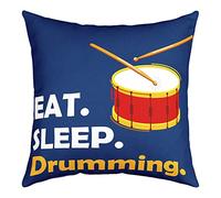 Loussiesd Eat Sleep Drum Kit Throw Pillow Covers for Couch Sofa Bed Set of 1 Rock Music Decorative Pillows Cushion Covers Musical Popstar Party Pillow Inserts Not Included 16x16 Inch