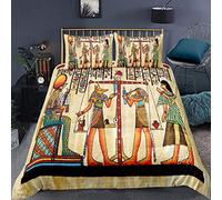 Loussiesd Egyptian Comforter Cover,Egyptian Hieroglyphs on The Wall Stone Surface Scripts Arts,Exotic Style Decorative 3 Pieces Bedding Set Double(1 Duvet cover Set & 2 Pillowcases) With Zipper Ties