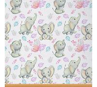 Loussiesd Elephant Upholstery Fabric,Cute Cartoon Elephants Fabric by The Yard,Watercolor Wild Animal Fabric for Upholstery and DIY Projects,Tropical Floral Outdoor Fabric,1 Yard,(L92*W150cm)