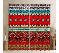 Loussiesd Ethnic Exotic Bohemian Curtains for Bedroom Boho Exotic Style Curtain Soft Lightweight Gorgeous Southwestern Window Treatment Bedroom Decor Colorful Aztec W46*L54 2 Panels