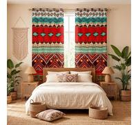 Loussiesd Ethnic Exotic Bohemian Curtains for Bedroom Boho Exotic Style Curtain Soft Lightweight Gorgeous Southwestern Window Treatment Bedroom Decor Colorful Aztec W46*L72 2 Panels