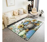 Loussiesd Fall Pumpkin Area Rug 150 * 200cm Polyester Autumn Living Room Rugs For Bedroom Pumpkin Maple Leaf Decor Carpet Hummingbird Indoor Floor Mat Gray Yellow Soft Non-slip