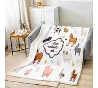 Loussiesd Farm Animals Fleece Throw Blanket for Girls Boys Cute Cow Horse Sheep Plush Blanket Cartoon Pig Rooster Sherpa Blanket Farmhouse Animal Fuzzy Blanket Baby 30x40 Inch