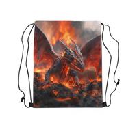 Loussiesd Fire Dragon Drawstring Backpack 40x33cm Red Black Nebula Sports Drawstring Sackpack Safari Wildlife Animals Gym String Bag Mysterious Outer Space Drawstring Bags