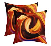 Loussiesd Fire Throw Pillow Covers 16"x16" Set of 2 Soft Vintage Abstract Dizzy Pillow Cases Cushion Covers For Living Room Bedroom Modern Art Yellow Brown Decorative Throw Pillowcases for Sofa Chair