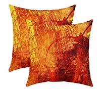 Loussiesd Fire Throw Pillow Covers 24"x24" Set of 2 Soft Modern Art Pillow Cases Cushion Covers For Living Room Bedroom Vintage Abstract Gold Yellow Decorative Throw Pillowcases for Sofa Chair