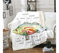 Loussiesd Fish Pattern Throw Blanket Fish Anatomy Design Sherpa Blanket for Couch Chair Sofa Ocean Marine Theme Fleece Blanket Creature Sealife Warm Plush Blanket Bedroom Decor Single 50"x60"