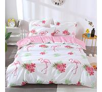 Loussiesd Flamingo Bedding Set Double Size Girls Duvet Cover Set 3D Animal Theme Comforter for Adult Teen Bed Cover Bohemia Simple Style Bedspread Soft Pink Quilt