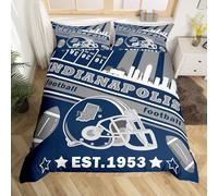 Loussiesd Football Duvet Cover Boys Girls Double Indianapolis Bedding Set American Football Gifts for Football Fans Women Men Football City Comforter Cover Set Rugby Sports Bedspread Cover