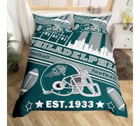 Loussiesd Football Duvet Cover Single Boys Girls Philadelphia Bedding Set American Football Gifts for Football Fans Women Men Football City Comforter Cover Set Rugby Sports Bedspread Cover