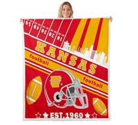 Loussiesd Football Single 50"x60" Boys Teens Kansas Fleece Throw Blanket American Football Gifts for Football Fans Women Men Football City Plush Blanket Rugby Sports