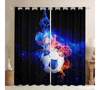Loussiesd Football Window Dreapes Rugby Sports Flame Curtains for Bedroom Living Room Soccer Ball Game Blackout Curtains(30%-50%) Women Men Galaxy Window Treatments W46*L54