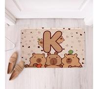 Loussiesd Funny Capybaras Bathroom Rugs Cartoon Capybara Floor Doormats Microfiber Initial Letter K Bathroom Accessories Kawaii Animals Bath Mats Non-Slip 20x32Inch Soft