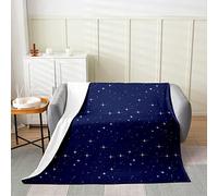Loussiesd Galaxy Flannel Fleece Blanket, Outer Space Starry Sky Throw Blanket, Universe Twinkle Starsative Plush Blanket for Kids Girls Boys Blue White Fuzzy Blanket Double 60x79 Inch