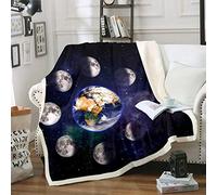 Loussiesd Galaxy Fuzzy Blanket Outer Space Themed Fleece Blanket Earth Planet Sherpa Blanket for Chair Sofa Couch Room Decor Lightweight Starry Sky Plush Throw Blanket Single 50"x60"