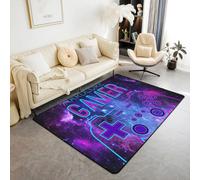 Loussiesd Galaxy Gaming Bedroom Playing Room Rug Gamer Gamepad Area Rug Soft Rugs for Living Room Bedroom Non-Slip Flannal Floor Mats Video Game Controller Starry Sky Carpet Decor 150 * 200cm