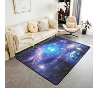 Loussiesd Galaxy Indoor Floor Mat Starry Sky Constellation Area Rug 100 * 150cm Blue Purple Planet Room Decor Accent Rug Milky Way Outer Space Living Room Mat