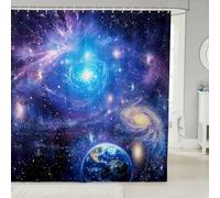 Loussiesd Galaxy Shower Curtain Starry Sky Constellation Bathroom Shower Curtain Blue Purple Planet Kids Bath Curtain Milky Way Outer Space Bathroom Accessories 72x94 Inch
