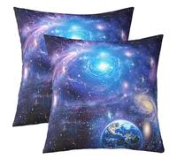 Loussiesd Galaxy Throw Pillow Covers 60x60cm Starry Sky Constellation Set of 2 Soft Decorative Throw Pillowcase Blue Purple Planet Kids Room Decor Milky Way Outer Space Cushion Cover