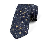 Loussiesd Galaxy Tie Outdoor Ties for Men Universe Cloud Galaxy Glitter Shooting Star Print Tree Tie Decor Colourful Slim Tie for Office or Festive Events, gold, 145x8cm