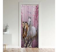 Loussiesd Galloping Horse Door Curtain for Doorway Privacy 150x203cm 1 Panel Botanica Floral Flower Closet Door Cover Curtain Cute Animal Farm Cowboy Room Divider Curtain Cover