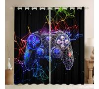 Loussiesd Gamepad Window Drapes for Girls Boys Children Modern Gamer Curtains Video Game Controller Window Treatments Room Decor Bright Colorful Geometry Window Curtain W46*L72