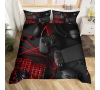 Loussiesd Gamer Bedding Set Gamepad Duvet Cover Gaming Console Young Sci-Fi Style Comforter Cover for Cool Teen Boys Player Video Game Controller Bedspread Cover with Zipper Ties,3Pcs Double Size