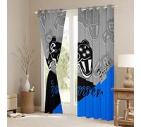 Loussiesd Gamer Curtains for Bedroom Teens Boys Gaming Curtain Gamepad Home Player Video Game Window Drapes Kids Grommet Treatment Black Blue Grey W46*L72