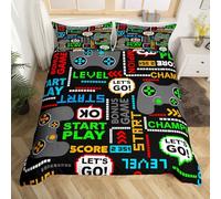 Loussiesd Gamer Duvet Cover Video Game Bedding Set Modern Game Controller Comforter Cover for Boys Children Teens Gamer Bedroom Decor Bedspread Cover Abstract Double Size With 2 Pillow Case