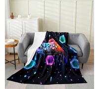 Loussiesd Gamer Flanelle Plush Throw Blanket Gaming for Boys Girls Video Game Throw Blanket Baby 30x40Inch Geometric Room Decor Breathable Soft Lightweight Microfiber