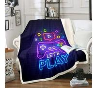 Loussiesd Gamer Kids Boys Games Video Game Gamepad Plush Blanket Novelty Game Controller Fuzzy Blanket for Sofa Bed Couch Single 50x60 Inch