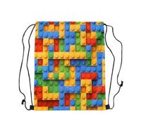 Loussiesd Games Drawstring Backpack 40x33cm Building Blocks Gym String Bag Toy Brick Drawstring Bags Women Men Colorful Waterproof Cinch Bag