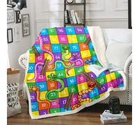 Loussiesd Games Plush Blanket Geometric Fleece Throw Blanket Cartoon Snakes and Ladders Board Game Sherpa Blanket Colorful Modern Gamer Fuzzy Blanket for Sofa Bed Couch,Single 50x60 Inch